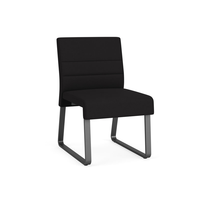 Chaise d'invité sans accoudoirs Waterfall, Portes ouvertes en tissu noir, Gris anthracite