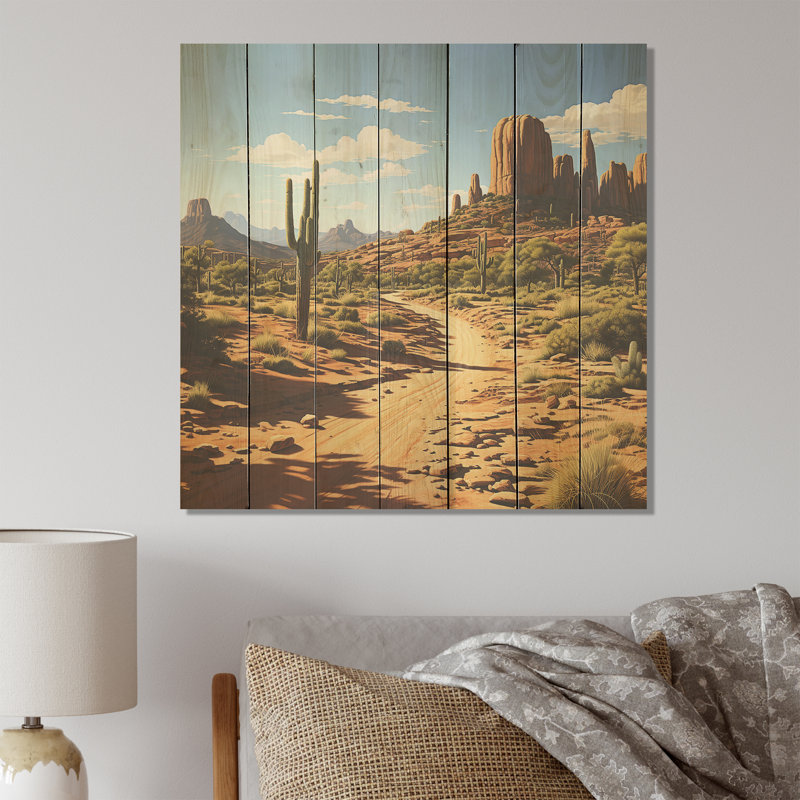 Cactus du désert au Nevada - fruits sur bois, H 15 po x l 15 po