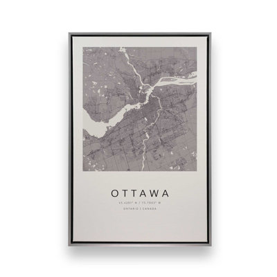 Ottawa Street Map, reproduction d'art sur toile