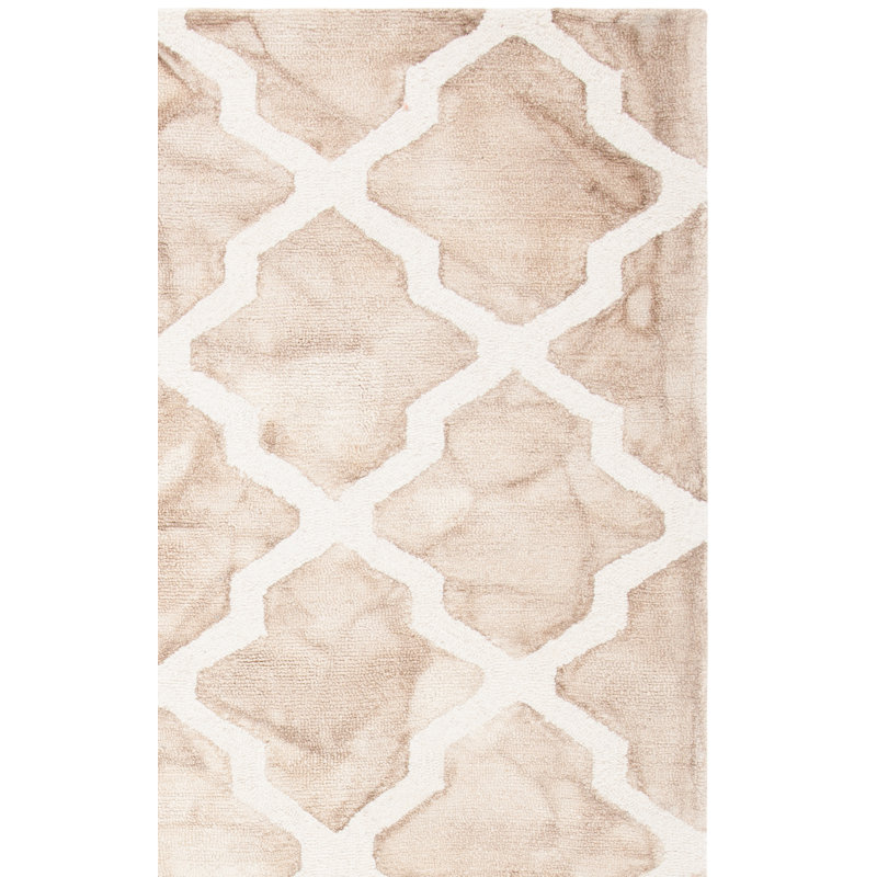 Tapis beige / ivoire en laine touffeté à la main Dooltle, Carré 5 pi