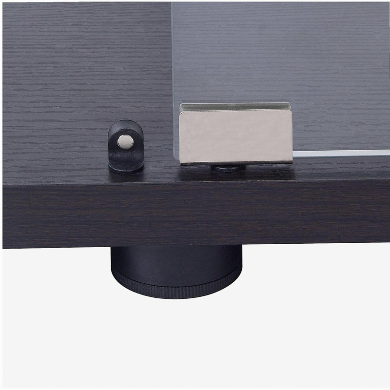 Vitrine vitrée à deux portes avec 3 tablettes, noir, Black
