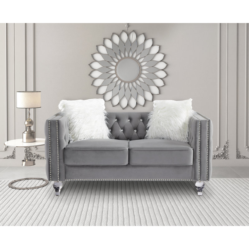 Eghosa 59.84'' Velvet Sofa, Gray Velvet