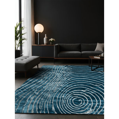 Silky Soft Plush Blue Area Rug