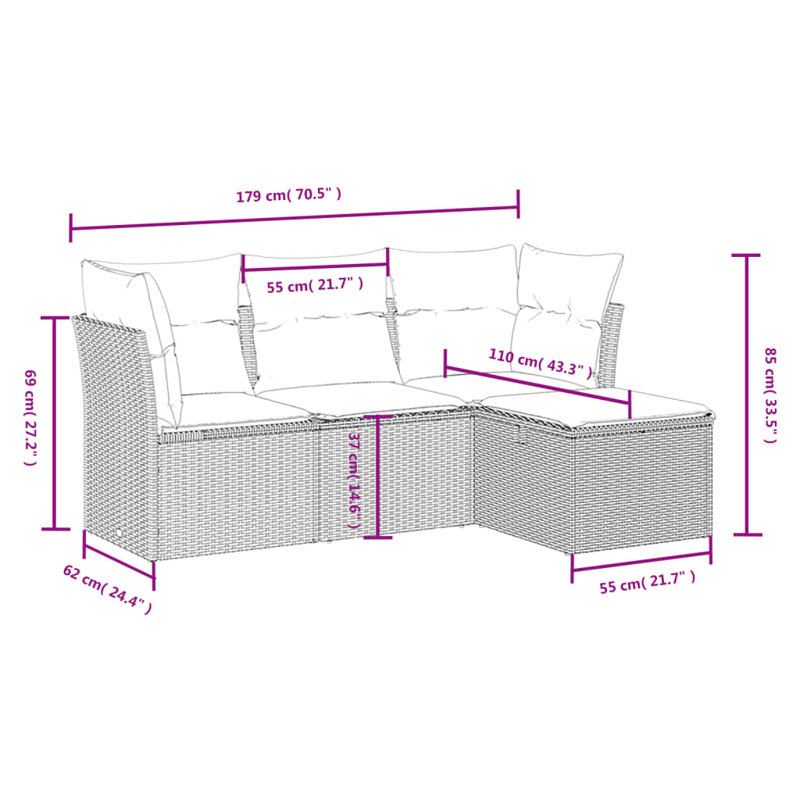 Ensemble de conversation pour canapé d'extérieur, Beige