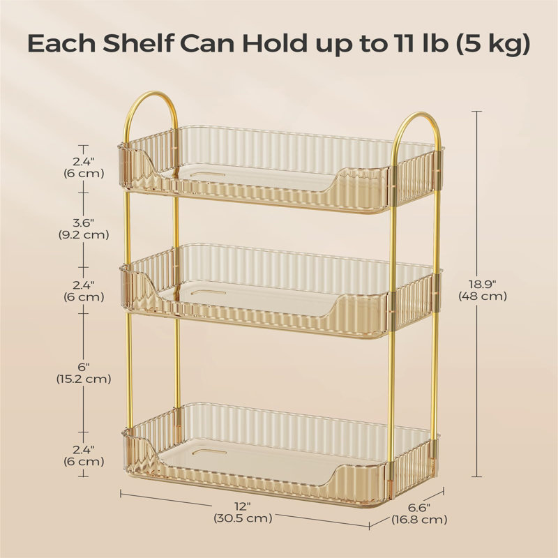 Betsabeth Plastic Makeup Organiser, Gold