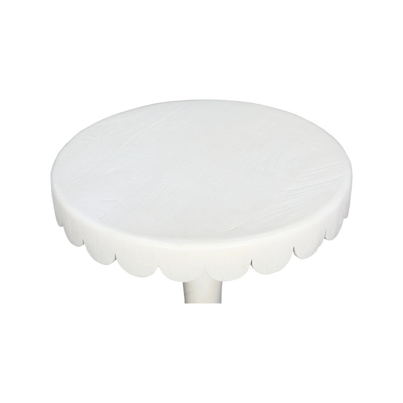 Madeline Scalloped Round Drink Table White, White