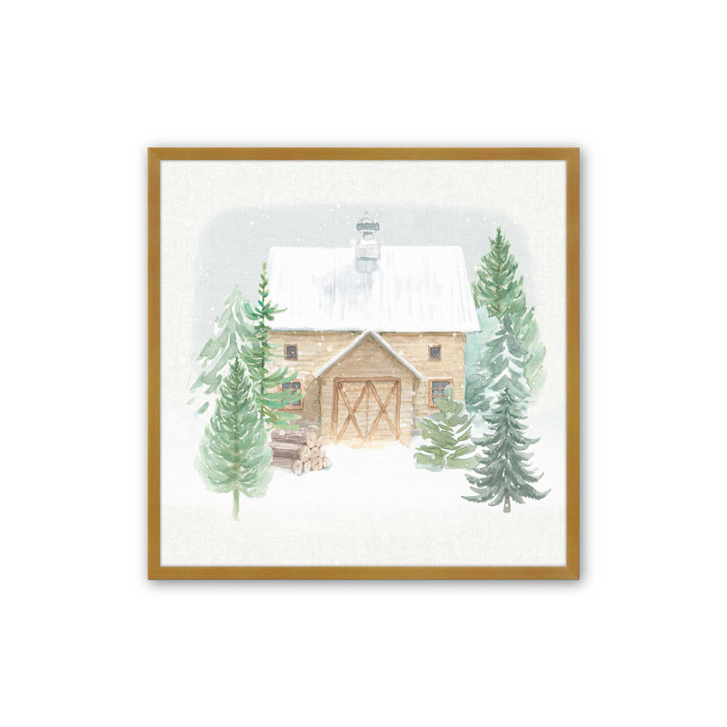 «Woodland Charm I», Cadre simple en or poli, bois massif, H 13,75 po x l 13,75 po