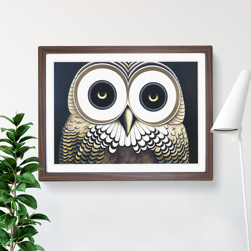 Euphoric Owl - Framed Print, 34cm H x 46cm W x 2cm D, Walnut