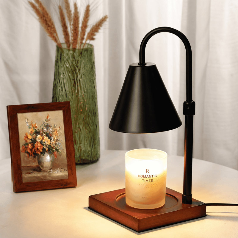 Lampe chauffe-bougie, minuterie, variateur, hauteur réglable, noire