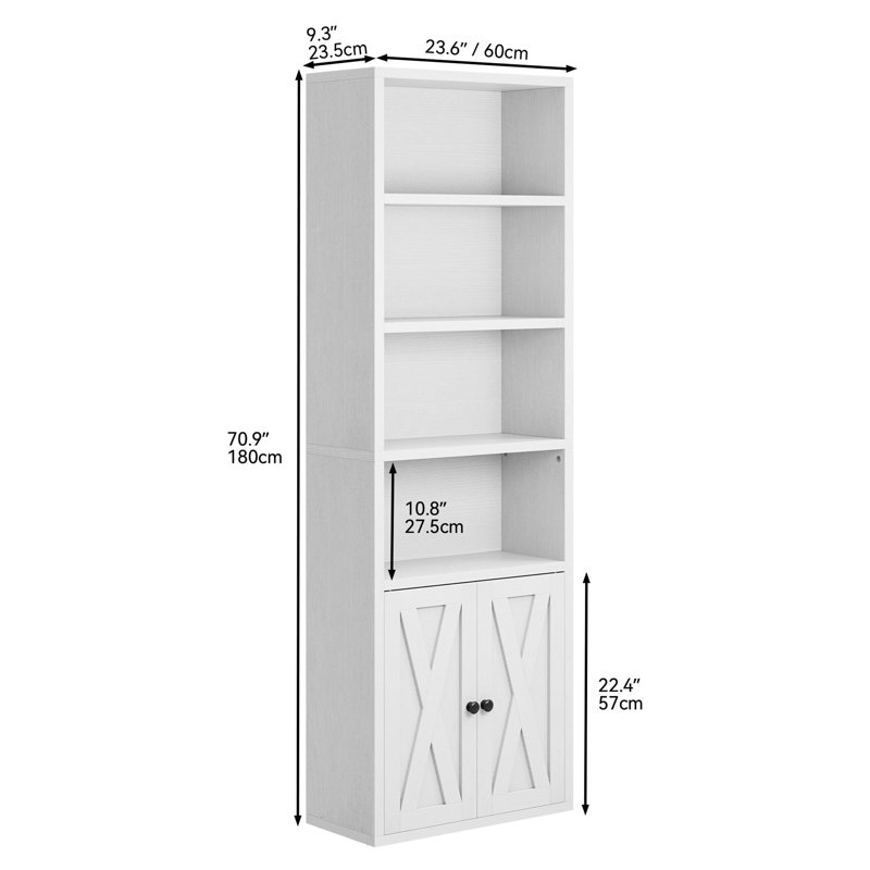 180cm H Standard Bookcase, White