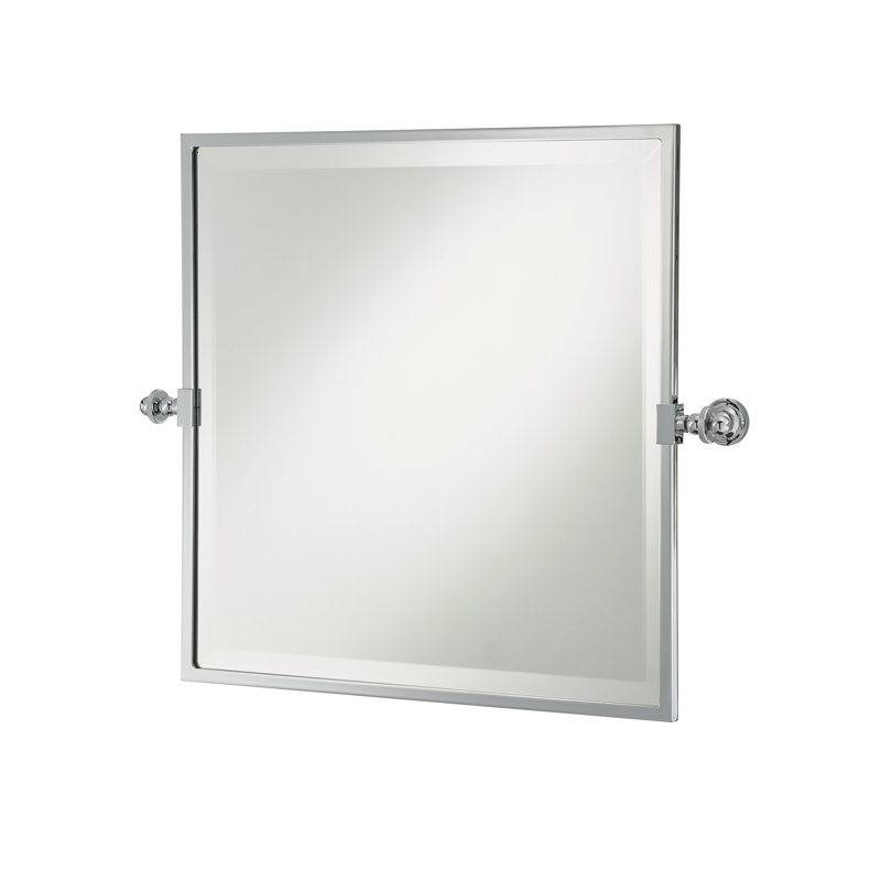 Flat Metal Beveled Wall Mirror, Polished Brass