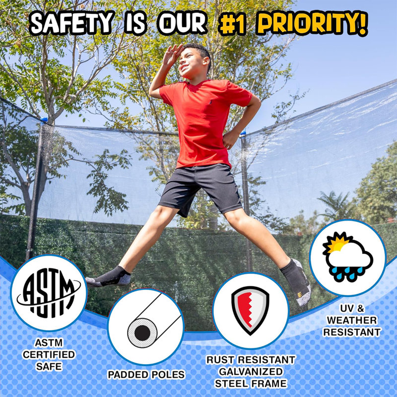 SUMIJ Round Backyard Trampoline with Safety Enclosure