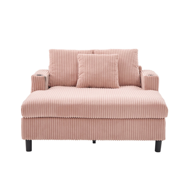 Chaise longue multifonctionnelle rembourrée, Rose