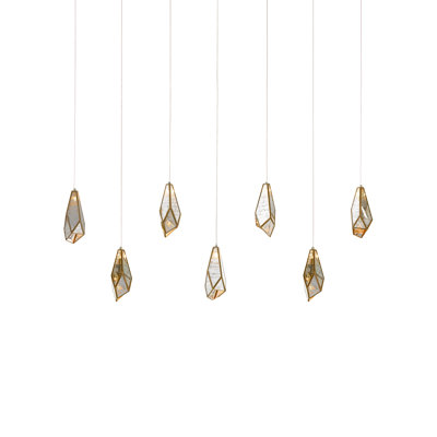 Luminaire suspendu rectangulaire 7 lumières Glace