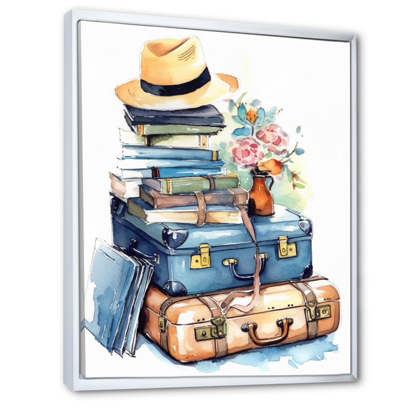Voyage aventure I - Art mural campagne pour le salon, H 40 po x l 30 po x P 1,5 po, Cadre flottant blanc