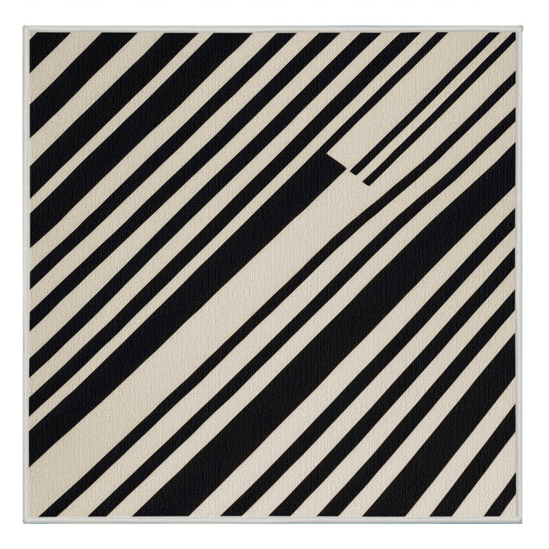  Tapis lavable rayé noir et blanc, Carré 6 pi