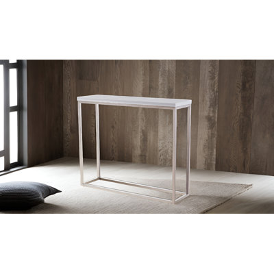 Modern 36” Slim Console Table – Wood & Metal Entryway or Sofa Table with Storage Shelf