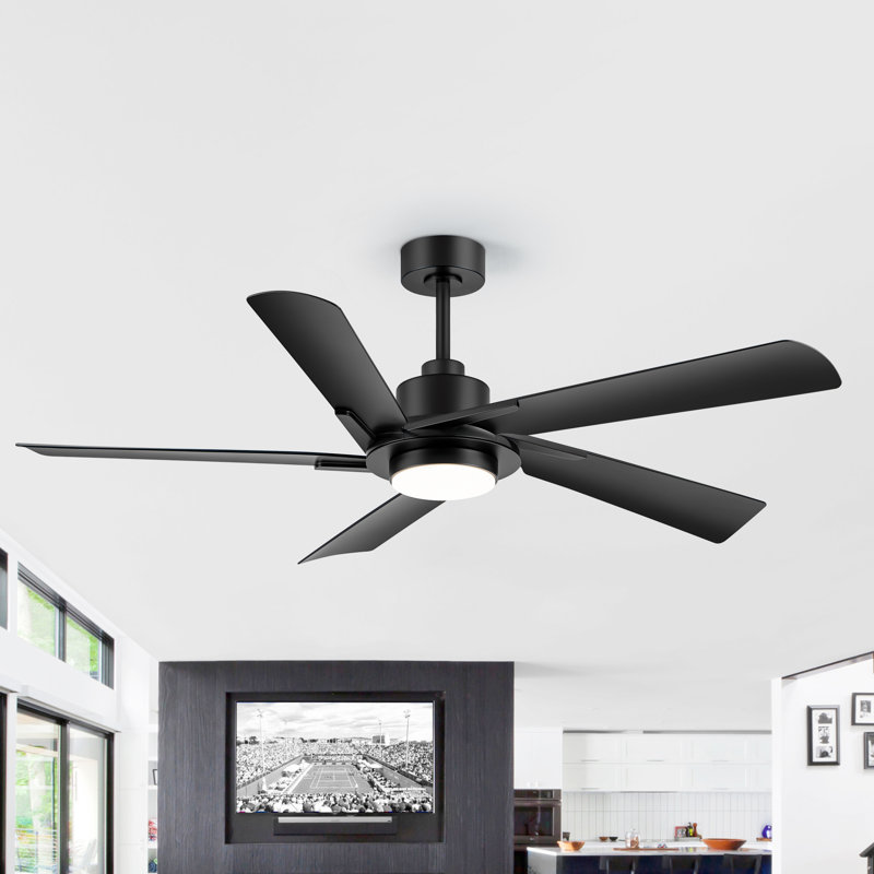 60 Inch Ceiling Fan With Light And Remote, Large Ceiling Fan With Quiet Reversible Dc Motor, 6-Speeds, 5 Blades, Indoor/Outdoor Modern Ceiling Fans For Patios, Living Room, Garage