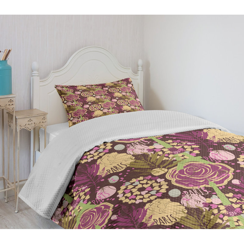 Twin White Quilted Bedspread Set with Pillow Sham