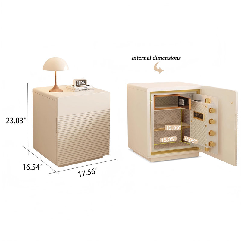 17.56"White integrated bedside cabinet and safe for home use