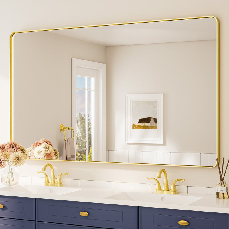 Bathroom Mirror with 1.2" Thick Aluminum Alloy Frame,Wall Mirror with Tempered Glass,Accent Mirror for Entryway,Dining Room,Bedroom