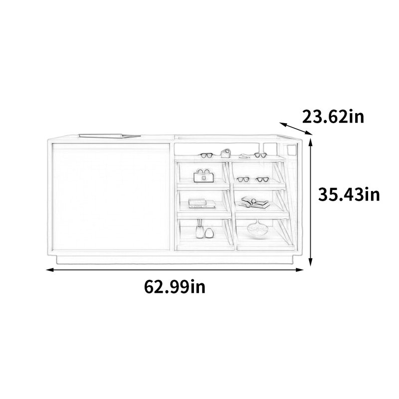 Vitrine Minimalist Atmosphere, H 35,43 po x l 62,99 po x P 23,62 po