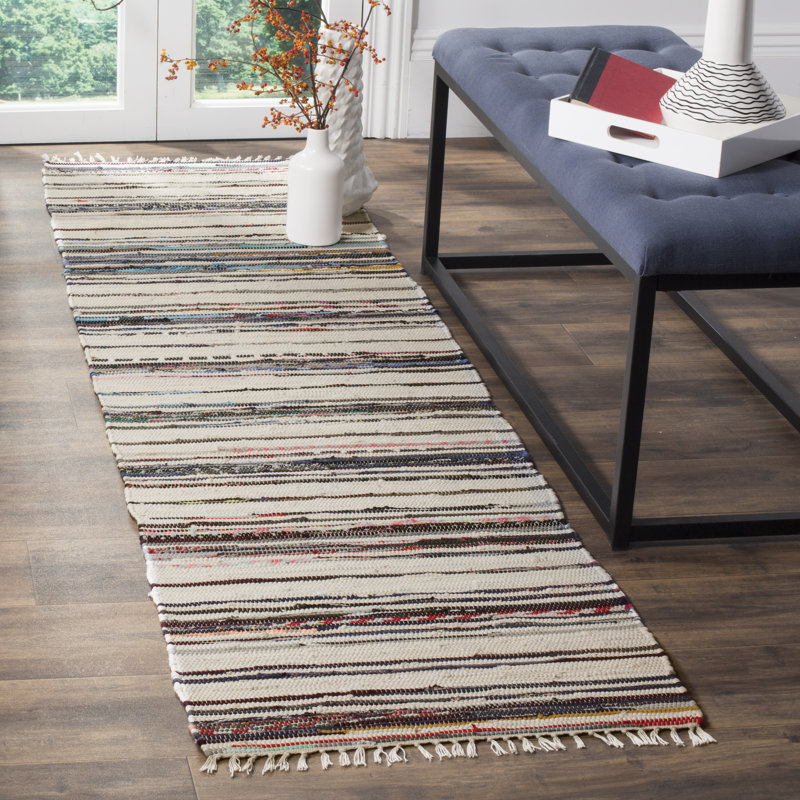 Burnett Rug Hand Woven Cotton Striped Rug, Runner 2'3" x 8'