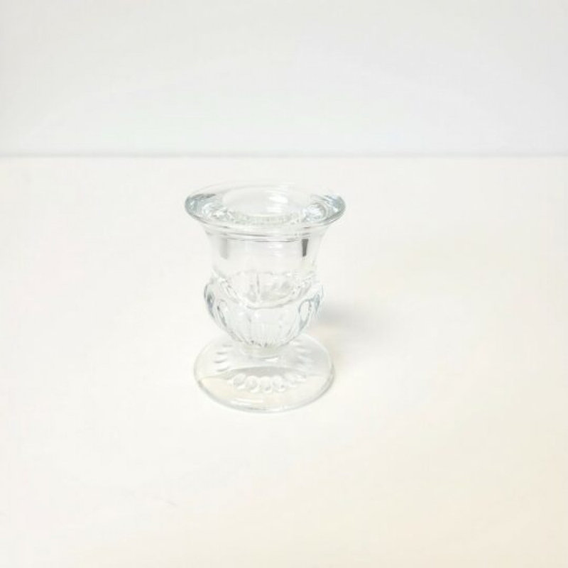 Porte-bougie rond en verre transparent