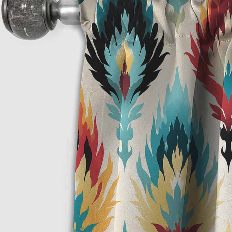 Fusible mélange de tribus nomades orange Ikat - rideau Ikat - rideau occultant Ikat - 1 panneaux, L 52 po x L 63 po