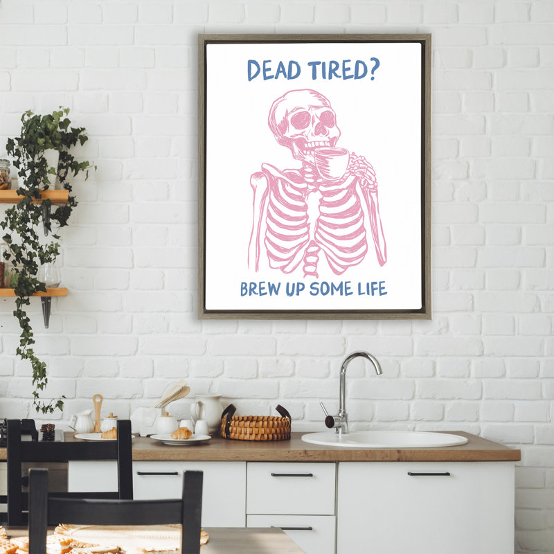 Cadre flottant Brew Up Life Skeleton, design par JJ Design House LLC, Cadre flottant orme Montalcino, H 31 po x l 25 po