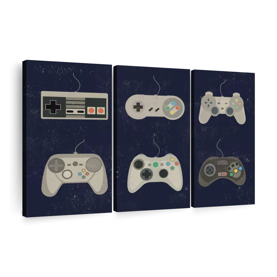 Video Game Controller Evolution - 3 Piece Wrapped Canvas Graphic Art Set Zoomie Kids