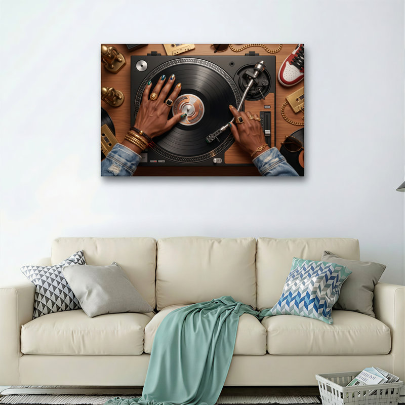 Ensemble de 1 tableau sur toile représentant une platine DJ, 20"H x 30"W, Wrapped Canvas