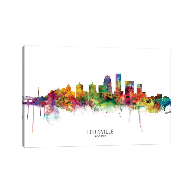 Louisville Kentucky City Skyline by Michael Tompsett - 1 Piece Wrapped Canvas Painting, 20.32 cm H x 30.48 cm W