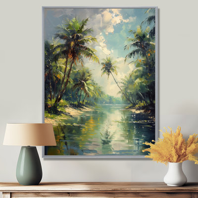 «Green Palm Trees Serenity I - Palmiers et palmiers», art mural du salon