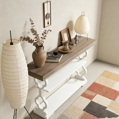 Farmhouse Entryway Sofa Table with Storage Shelves