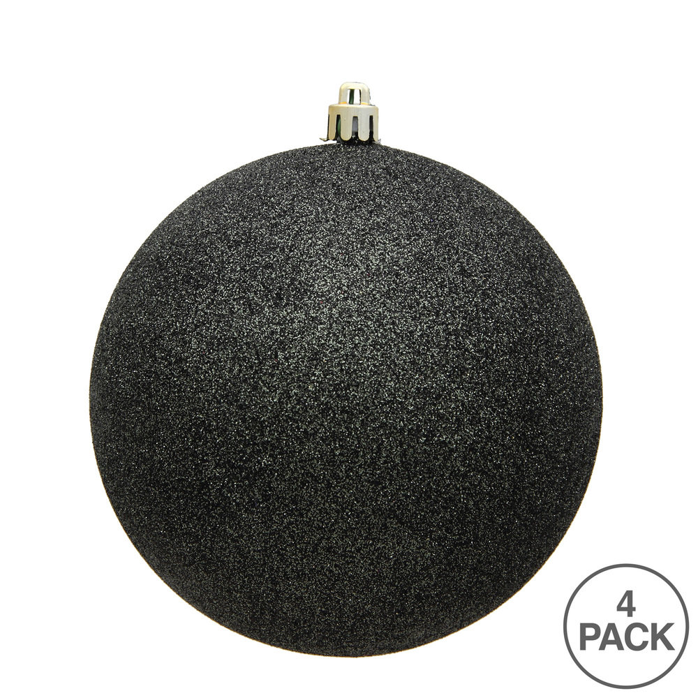 Shatterproof Bauble, 6" H x 6" W x 6" D, Gunmetal Glitter