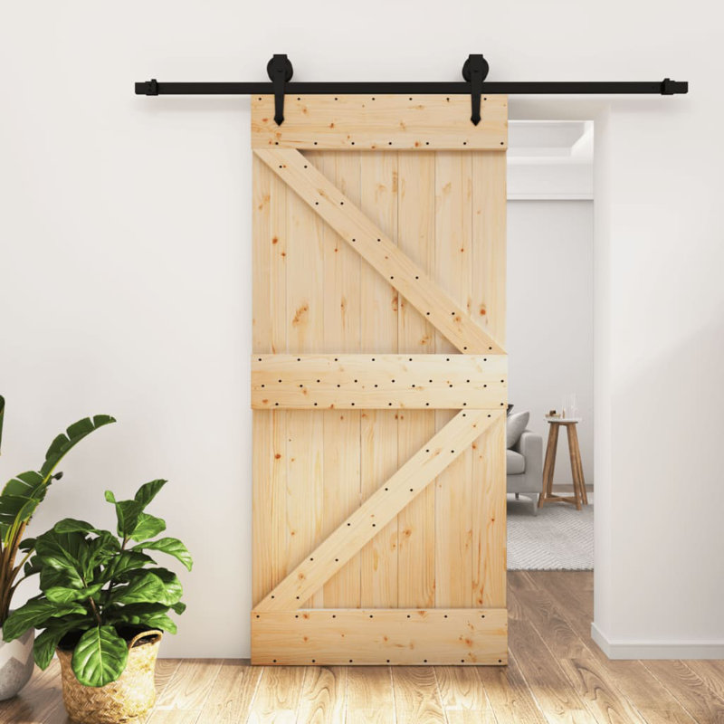 Porte coulissante avec quincaillerie Vidaxl, 37,4 po x 82,7 po, Noir/naturel