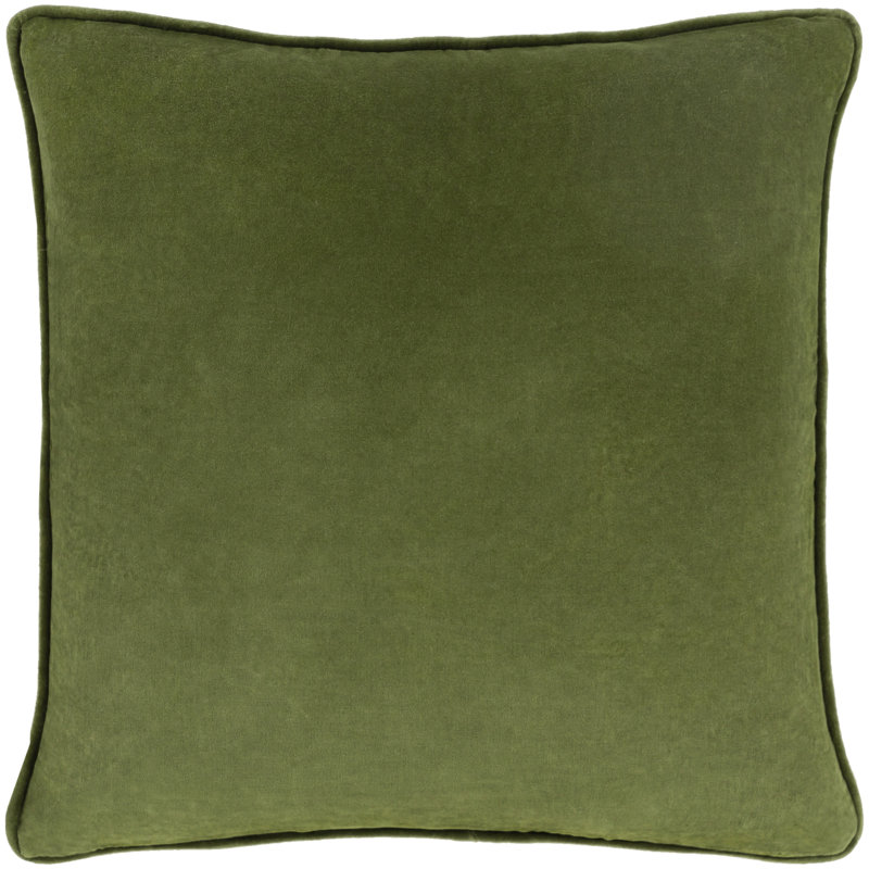 Housse de coussin en coton Safflower, Vert gazon, H 20 po x l 20 po, Polyester/ Bourre en polyester