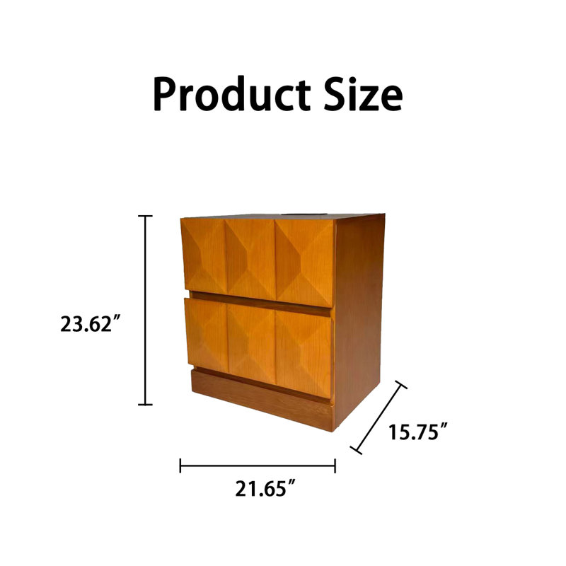 Table de chevet de 21,65 po de large avec station de charge, 2 tiroirs de rangement, table de chevet en bois naturel pour la chambre à coucher