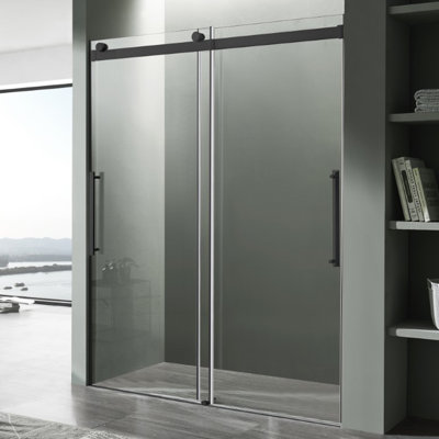Stellar 48'' W x 76'' H Double Added Frameless Shower Door with Clear Glass