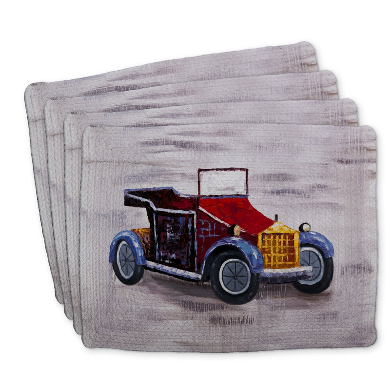 Ensemble de 4 napperons vintage en polyester tressé