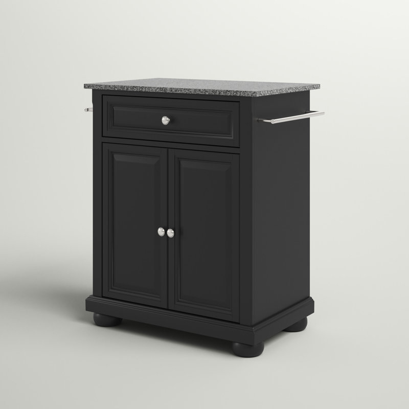 Hedon Granite Top Kitchen Cart, Black