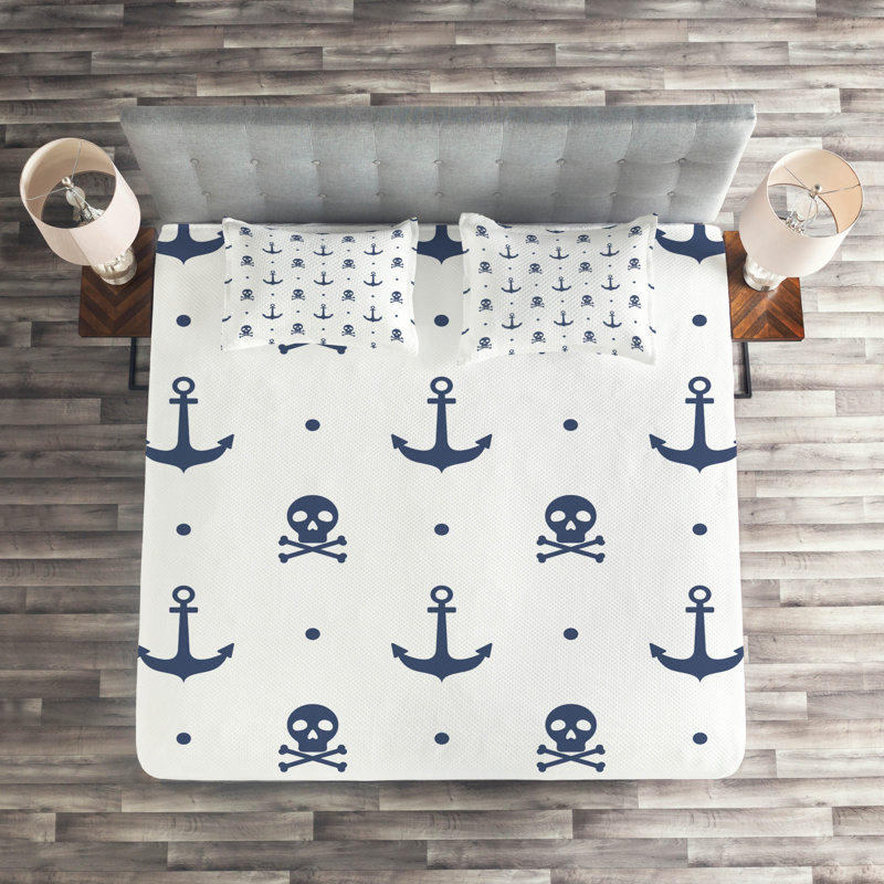 Coastal Polyester Coverlet, King Bedspread + 2 Shams
