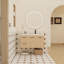 Meuble-lavabo flottant mural en chêne clair 36 po avec lavabo 36 po, 2 portes et 2 tiroirs