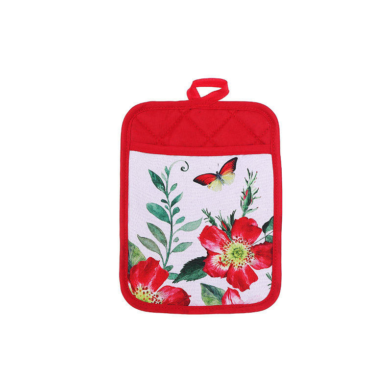 Ensemble de 6 poignées décoratives avec pochette florale rouge