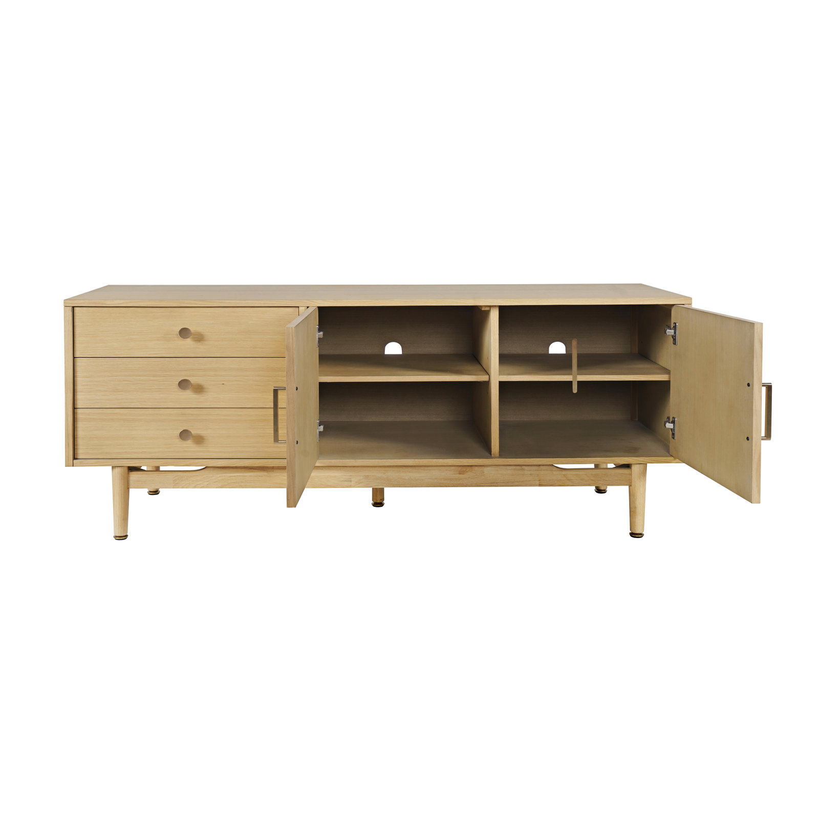 TV Stand, Brown Wood, 26.5"H x 67"L x 18"W