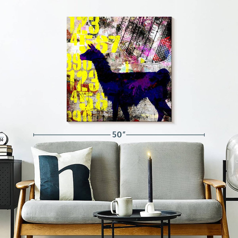 Painted Llama Grunge, 30" H x 30" W