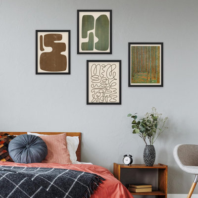 " Bathroom Decor Office Geometric Mid-Century Polygon Pattern Abstract Shape Minimalism Relax/Zen " 4 - Pieces