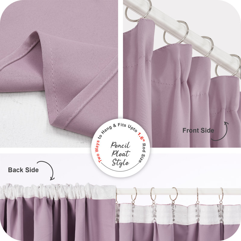 Raigo Blackout Curtain Pair, Light Pink, 42cm Width x 160cm Drop