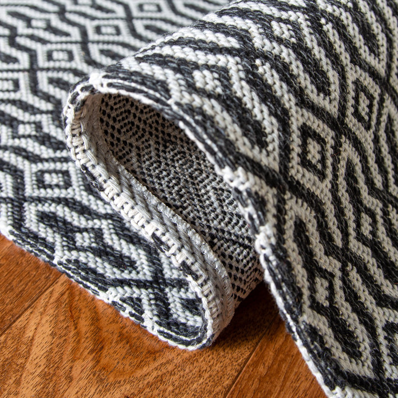 Martha Stewart Cotton Rug in Charcoal/Gray, Rectangle 5' x 7'